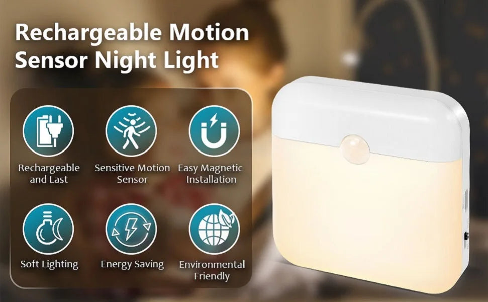 Motion Sensor Night Light Wireless/EU Plug Wall Lamp LED Indoor Lighting,Bedroom Bathroom Corridor Stairway Cabinet Auto ON/OFF