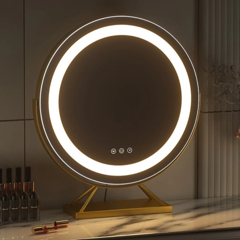 Lighted Vanity Makeup Mirror with Lights 3 Color Lighting Modes with 15X Magnification Mirror Smart Touch Control 360°Rotation
