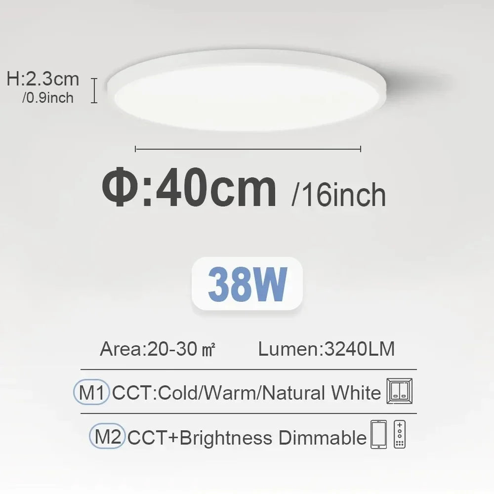 0.9 Inch Ultra-thin Smart Home LED Ceiling Light 38W 28W 24W APP/Remote Control Dimmable Room Decoration Bedroom Living Room