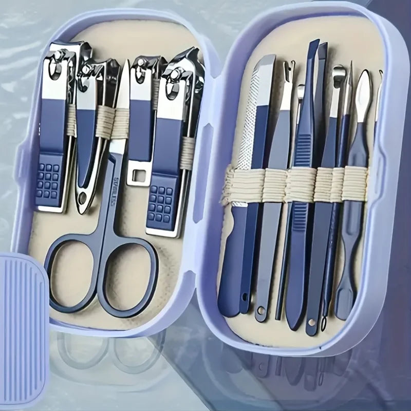 Portable Stainless Steel Nail Care Kit 14 in 1 Manicure Pedicure Set for Men and Women