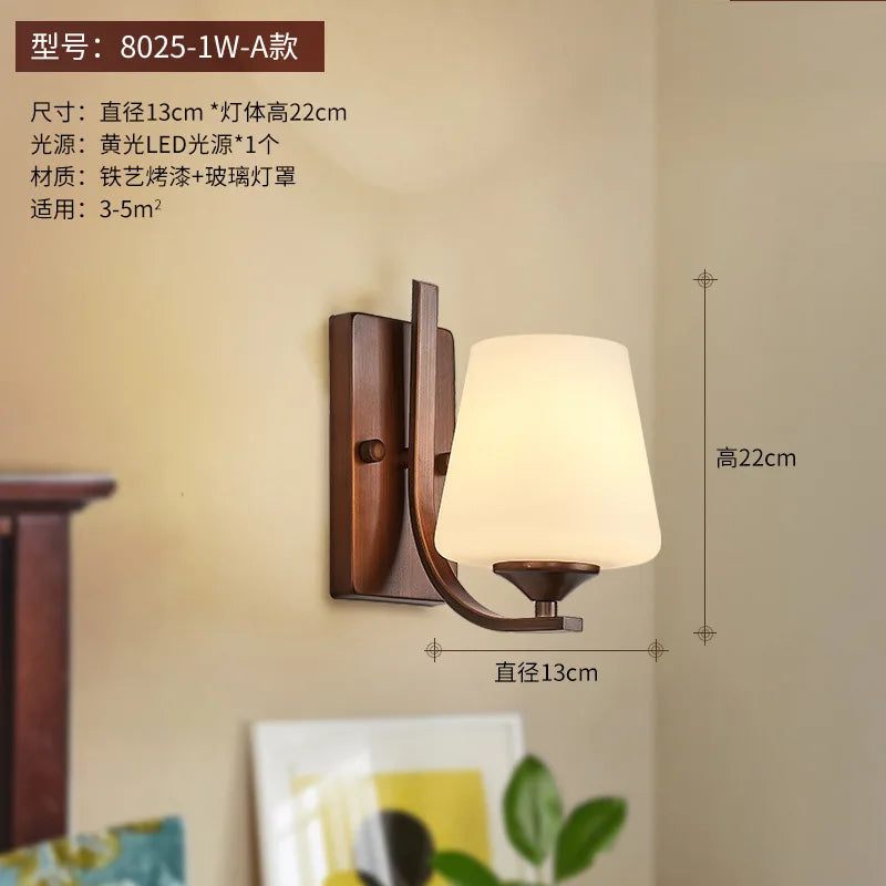 Bathroom Light Lighting with White Frosted Glass Shade, Wall Lamp for Mirror Kitchen Bedroom Living Room Porch