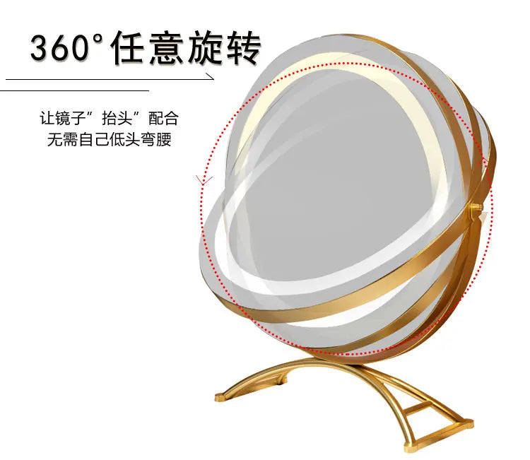 Smart Vanity Mirror with Lights Desktop Makeup Mirror with Charging Portable Rotating Dressing Mirror for Bedroom and Dorm