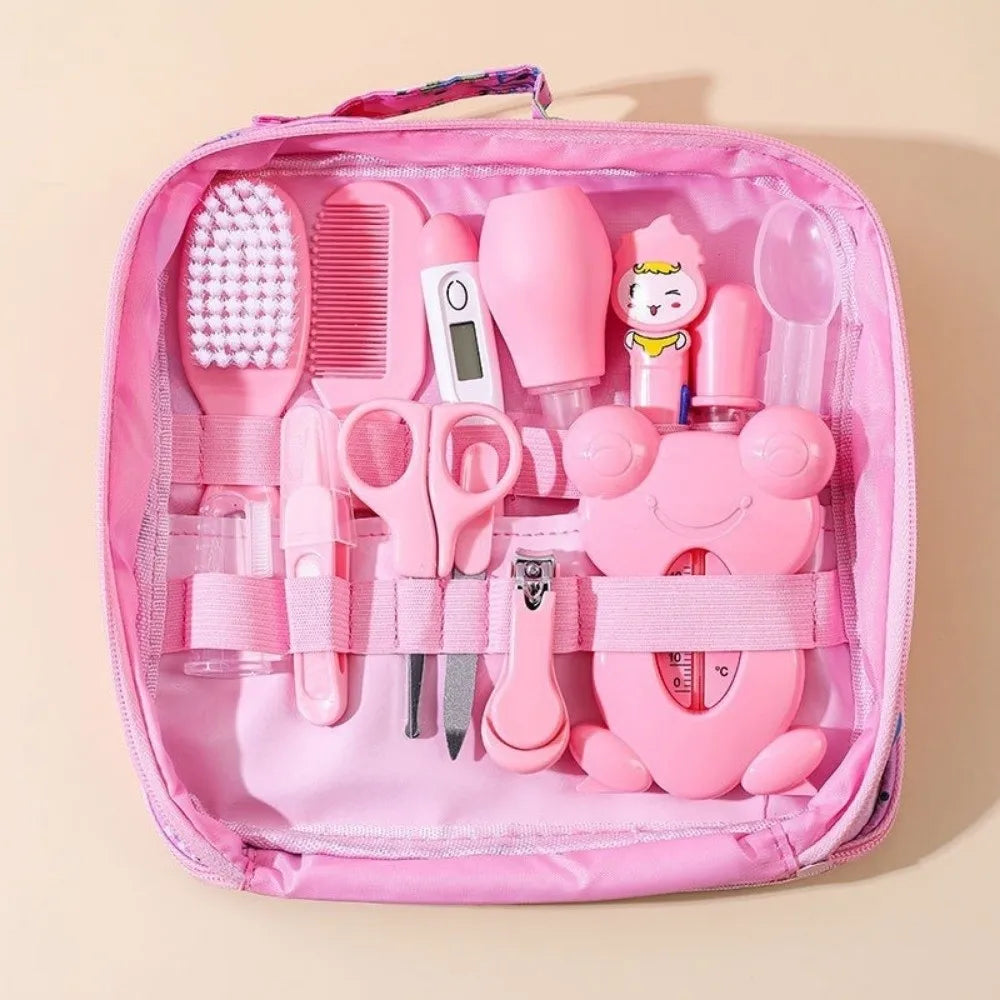 13Pcs/Set Multi-functional Baby Care Kit Nasal Aspirator Nail Clipper Baby Grooming Kit Comb Hair Wash Brush