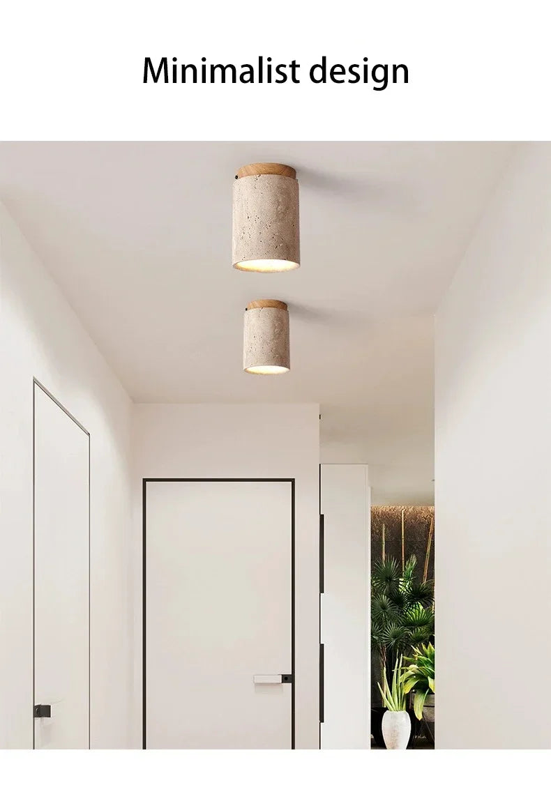 Modern Stone Travertine Ceiling Lamp Bedroom Corridor Flush Mounted Foyer Hallway Staircase Indoor Lighting Fixture Decoration
