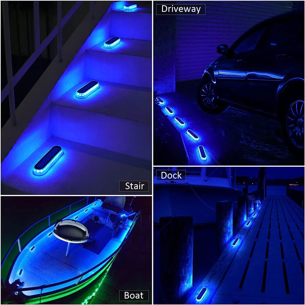 Outdoor Solar Deck Light Waterproof IP68 Stair Lamp with 30 LEDs for Railing Fence Yard Exterior Decorative Lighting