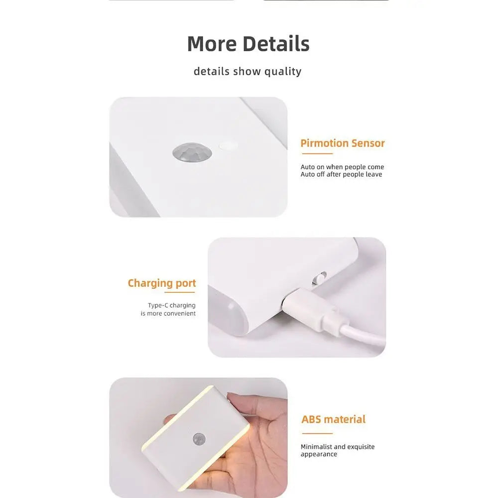 Motion Sensor LED Motion Sensor Night Light Rechargeable Wireless Magnetic Wall Lamp Dimmable Lighting Magnetic