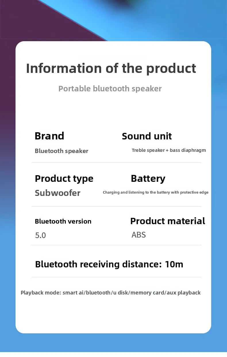 Bluetooth Audio Dual Speakers Diaphragm Bluetooth Small Speakers Loud Volume Subwoofers Plug-in Cards Wireless Speakers