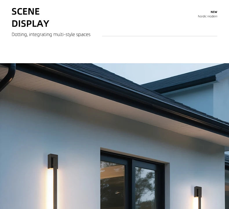 Smart Dimmable Outdoor Wall Light Black Modern LED Lamp IP65 Waterproof via APP Control for Garden Home