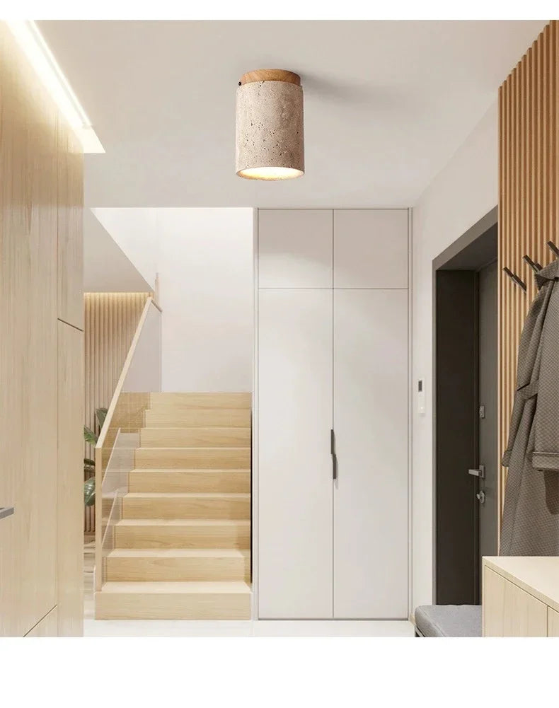 Modern Stone Travertine Ceiling Lamp Bedroom Corridor Flush Mounted Foyer Hallway Staircase Indoor Lighting Fixture Decoration
