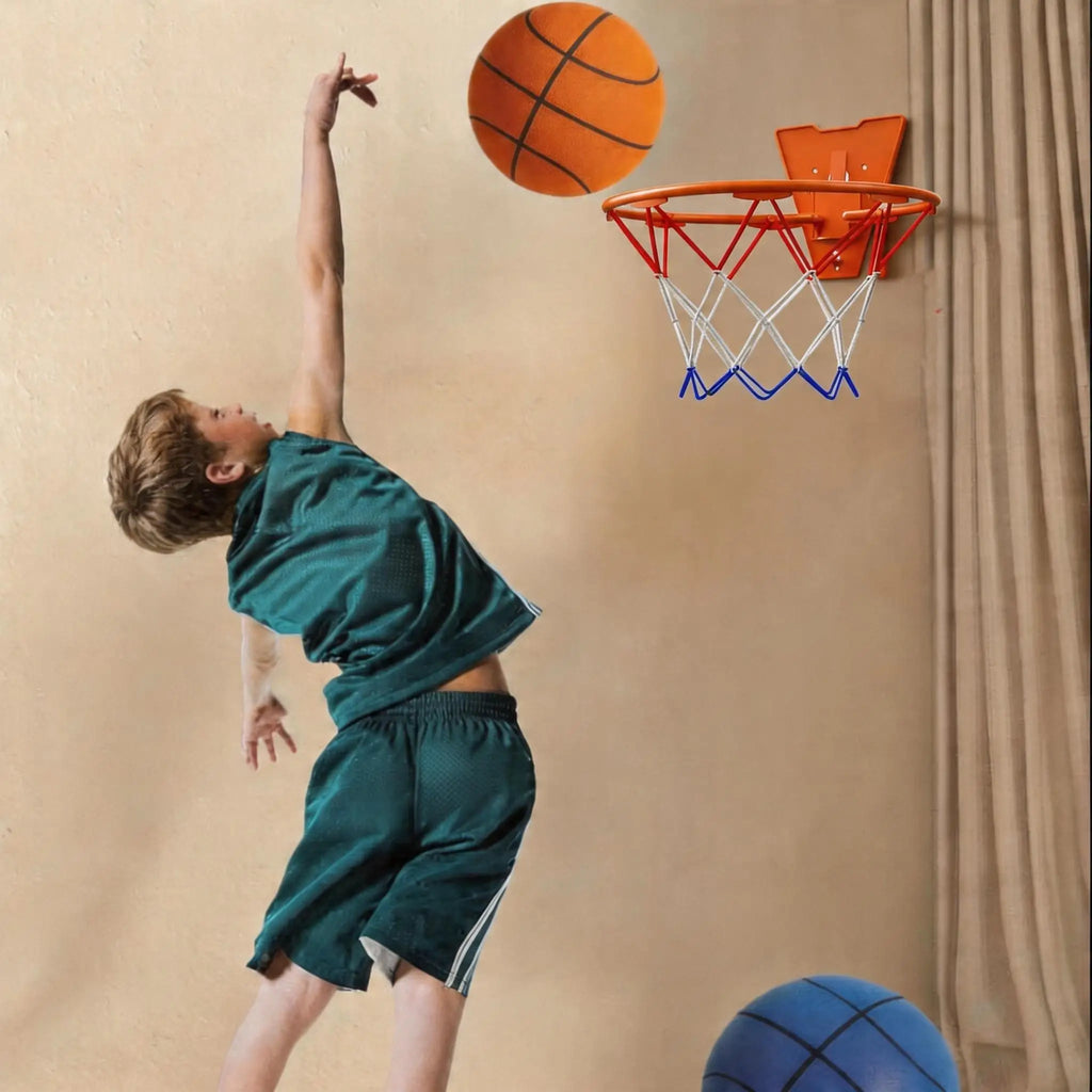 Silent Foam Basketball Hoop Set | Soft, High-Rebound PU Material | Indoor Silent Training Ball