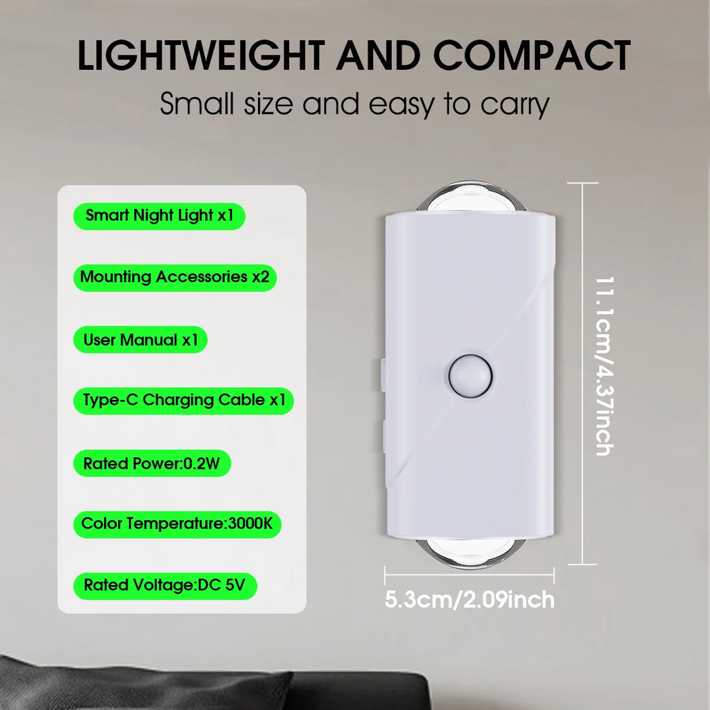 Smart Dual Sensor Night Light, 8 Lighting Modes RGB Ambient Lamp with Magnetic Installation for Home Decor Hallway Stairs