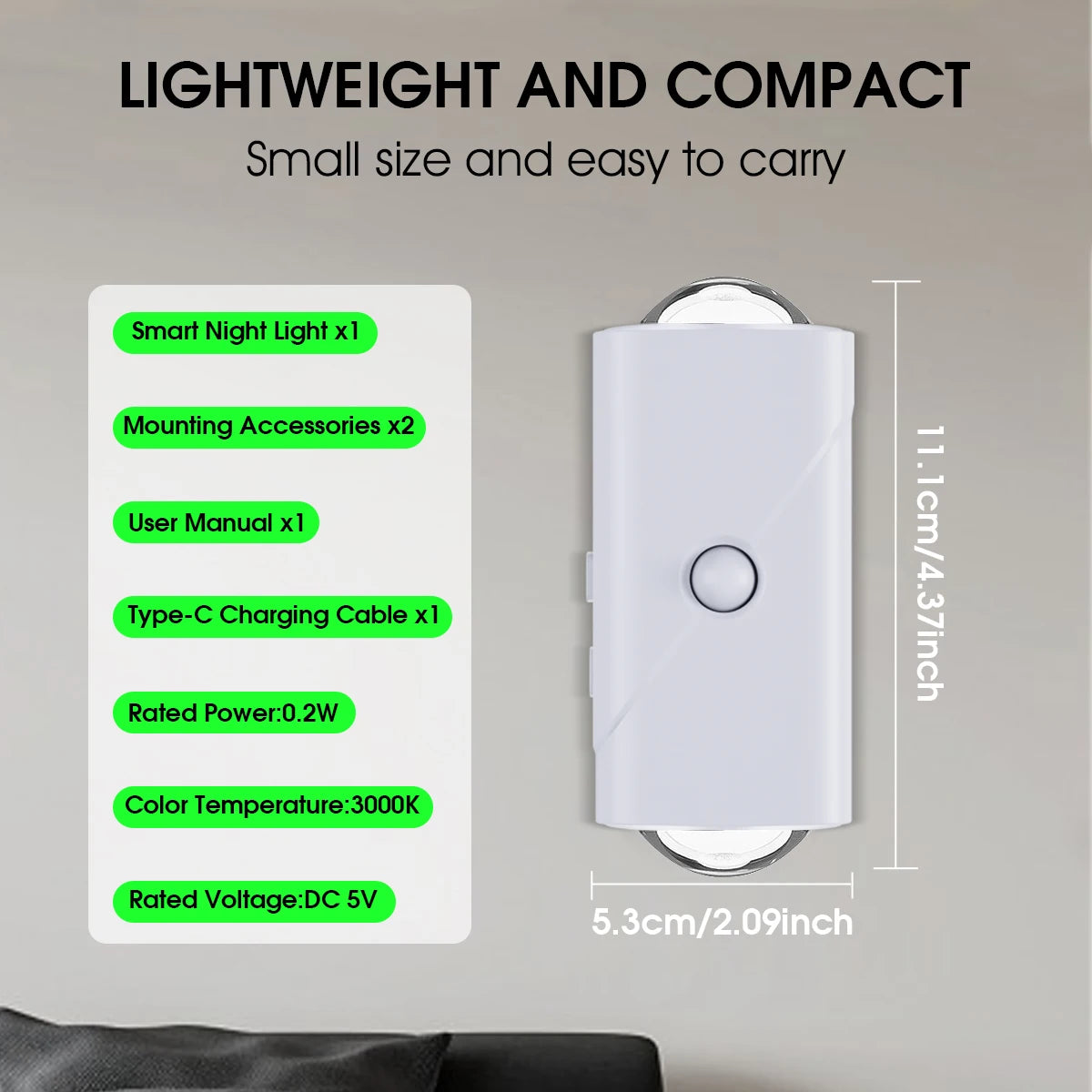 Smart Dual Sensor Night Light, 8 Lighting Modes RGB Ambient Lamp with Magnetic Installation for Home Decor Hallway Stairs