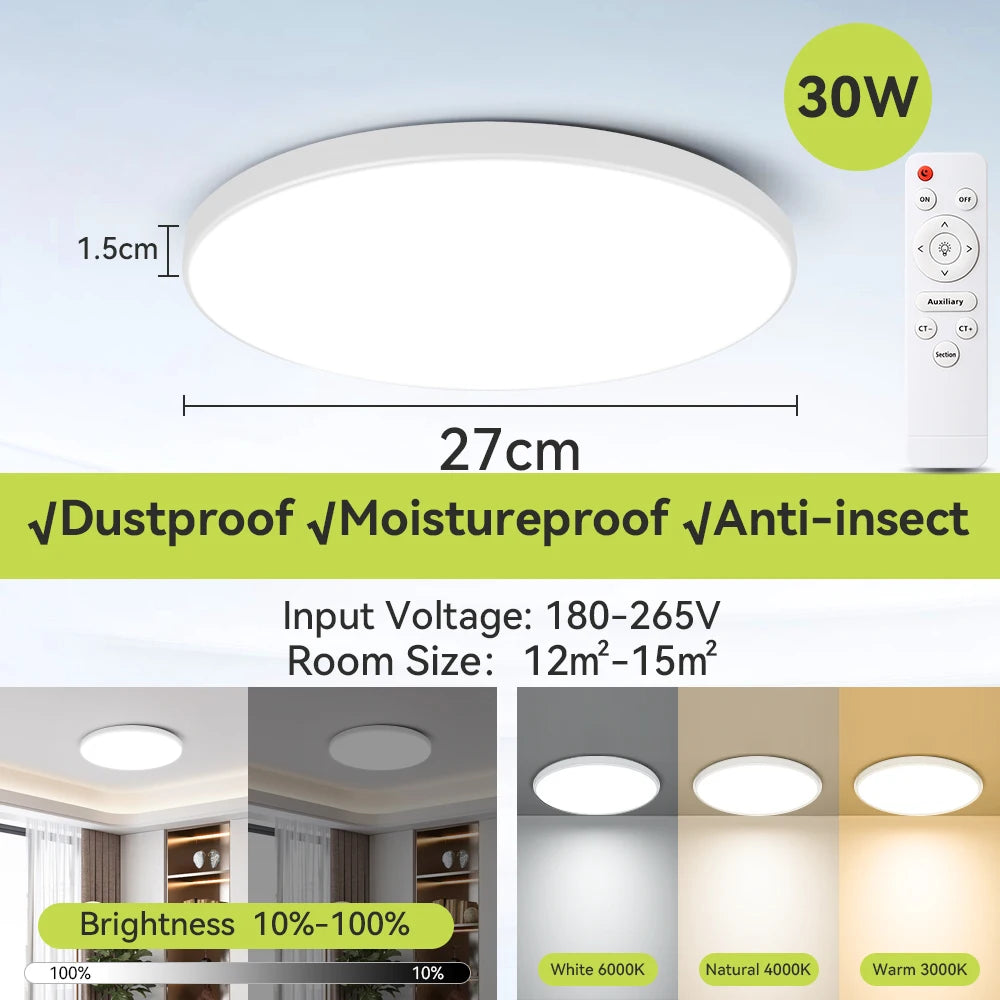 Smart Led Ceiling Light 30W 40W 50W Dimmable Modern Led Ceiling Lamps with Remote Control Led Lights for Room Living Room