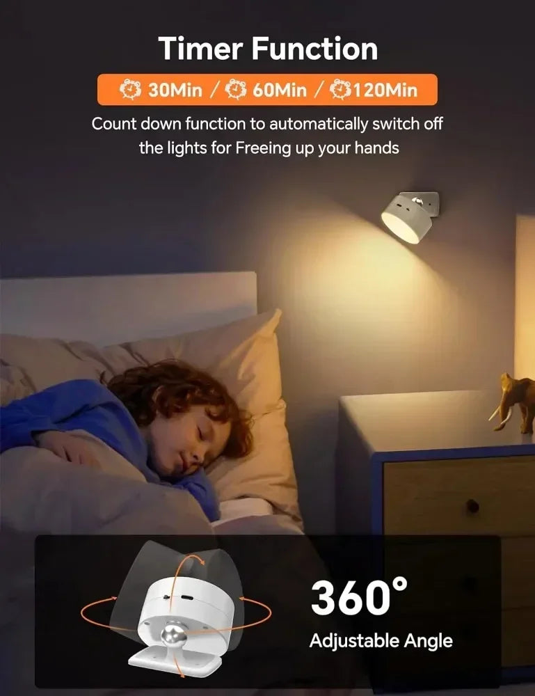Smart Remote Control & Magnetic USB LED Wall Light,3 Mode Dimmable Cordless Touch Night Lamp for Bedside,Wardrobe,Hallway,Stairs