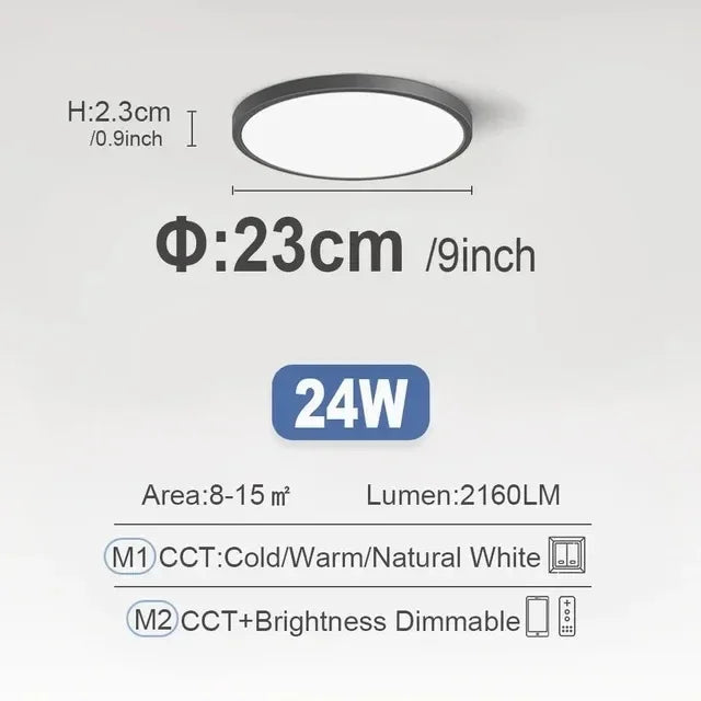 0.9 Inch Ultra-thin Smart Home LED Ceiling Light 38W 28W 24W APP/Remote Control Dimmable Room Decoration Bedroom Living Room
