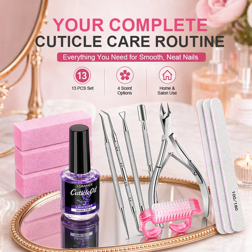 13 Pcs Nail File & Buffer Blocks with Nail Care Kit,Manicure Kit for Women with Milk and Honey Cuticle Oil & Cuticle Trimmer Set
