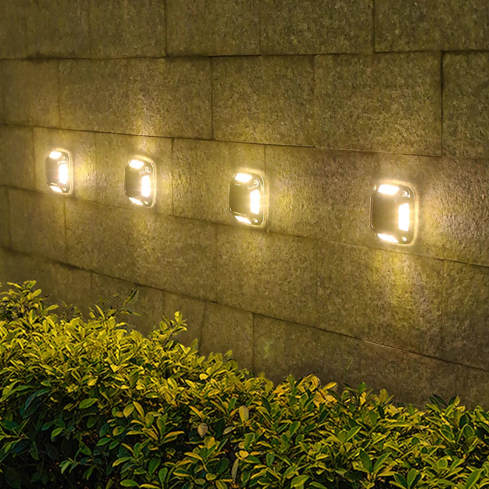 Solar ground Lights Outdoor Waterproof LED Wall Lights Driveway Markers Step Lights for Sidewalk Stair Pathway Walkway Yard