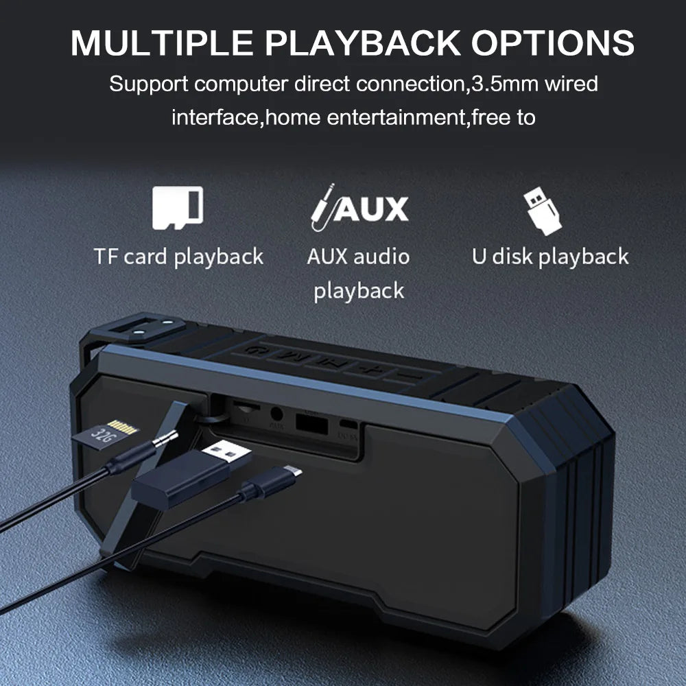 Portable Bluetooth Speaker Wireless TWS Stereo Bass IPX7 Waterproof Loudspeaker FM Radio 12H Playtime