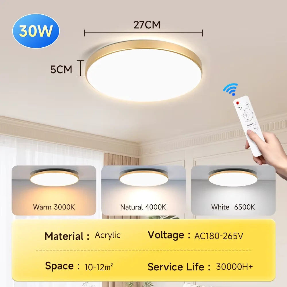 Smart Led Ceiling Light with Remote Control 3 Colors Dimmable Ceiling Lights Ultrathin Panel Lamps Bedroom Kitchen Ceiling Lamp