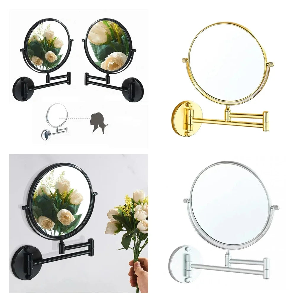 Double-sided Bathroom  Makeup Mirror 3X Magnifying Glass Countertop Rotating Vanity Wall Hardware Accessories