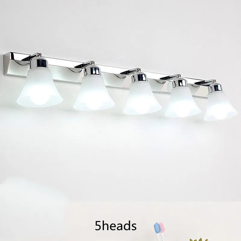 Modern Wall Mirror Light for Bathroom Dressing Room 3/4/5 Lights Silver Wall Lamp Glass Lampshade E27 Indoor Decoration Lighting