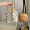 Women's Beauty Flower Canvas Bag Outside Shopping Toiletry Phone Oagnzier Storage Bags Korean Cloth Handbags Lunch Box Bento Bag