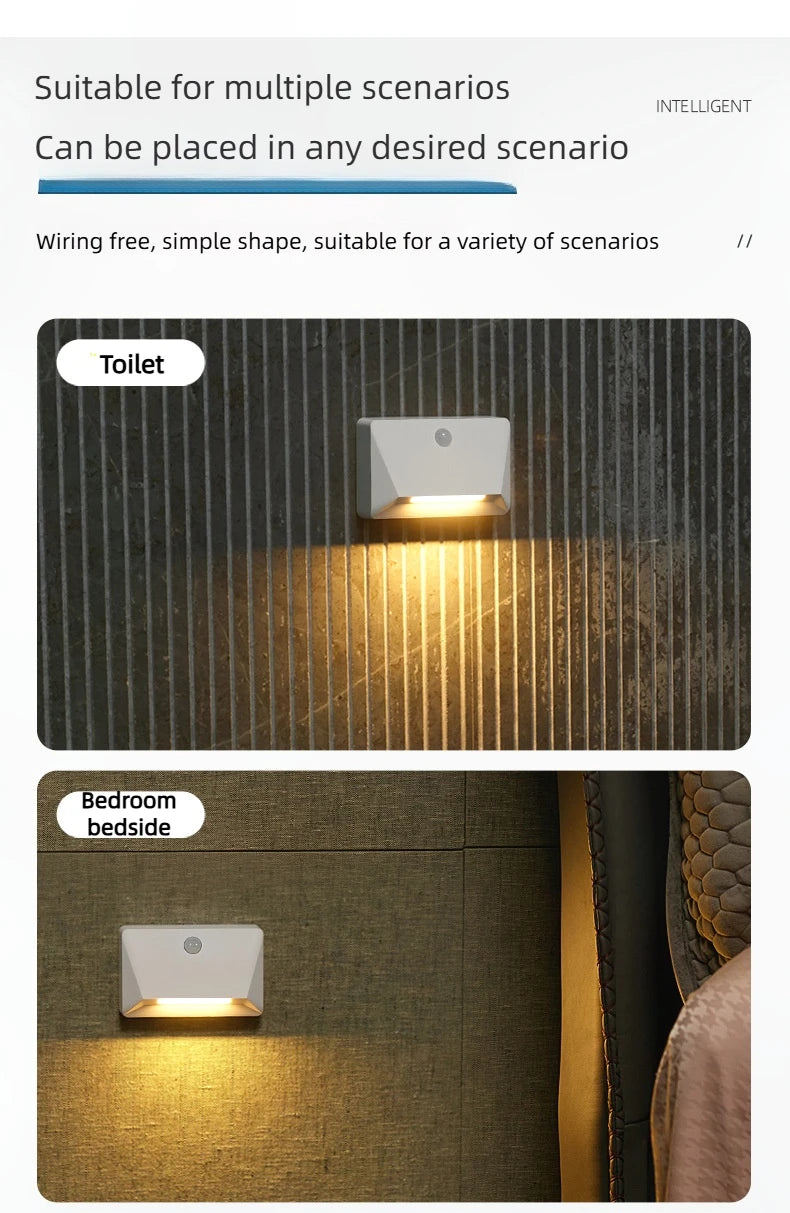Smart Motion Sensor LED Wall Light - 2200mAh USB-C Fast Charge, 3 Adjustable Brightness, Multi-Device Link for Indoor/Outdoor Security Lighting