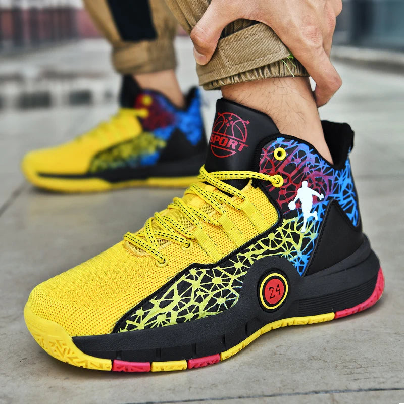 Basketball Shoes Men Field Training Non-slip High-top Luxyry Design Mesh Breathable Sneakers Pro Original Kids Basketball Boots