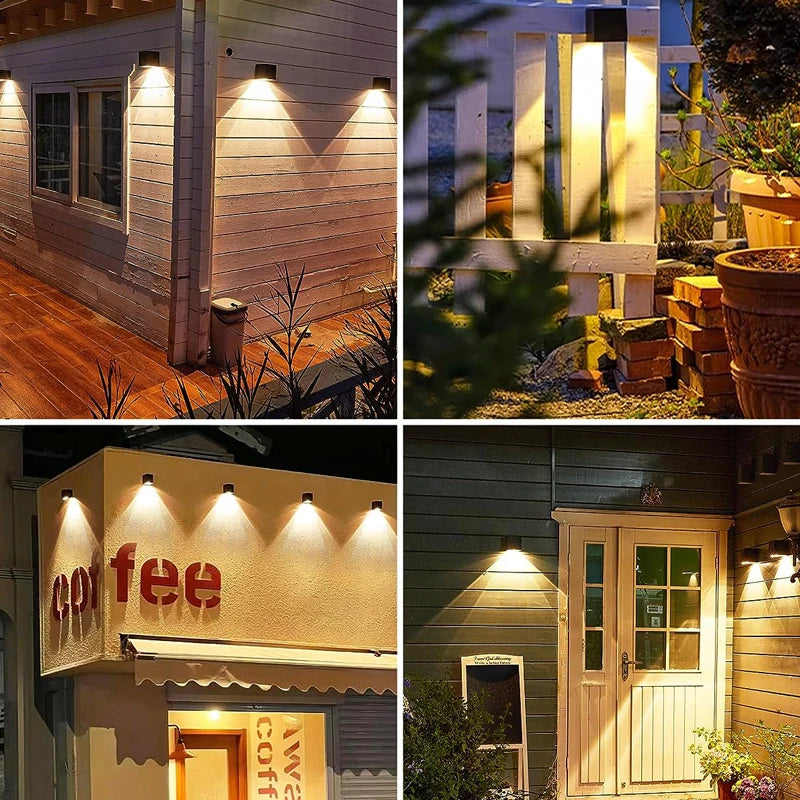 Outdoor Solar Wall Lights Square Solar Wireless Wall Sconces Lights IP65 Waterproof Decorative for Garden Yard Patio Fence Decor