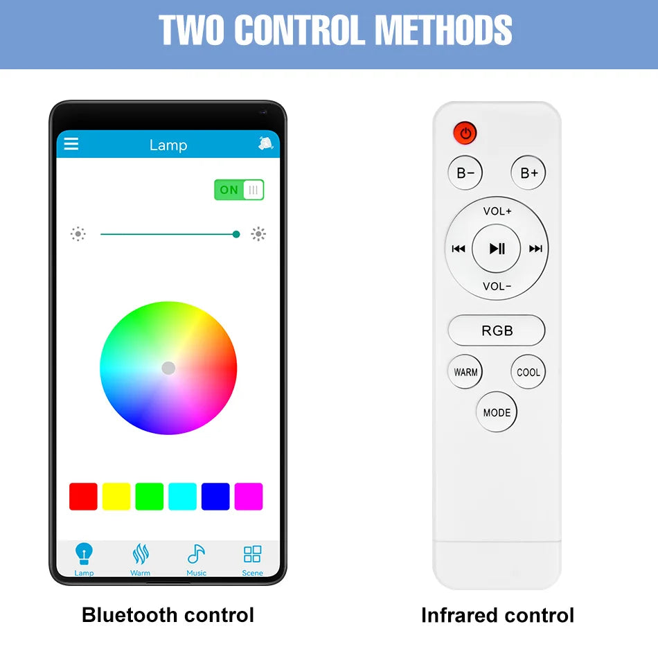 100W RGB Smart Lamp LED Ceiling Lights With Speakers Bluetooth Connection APP Remote Control For Home Bedroom Decoration Party