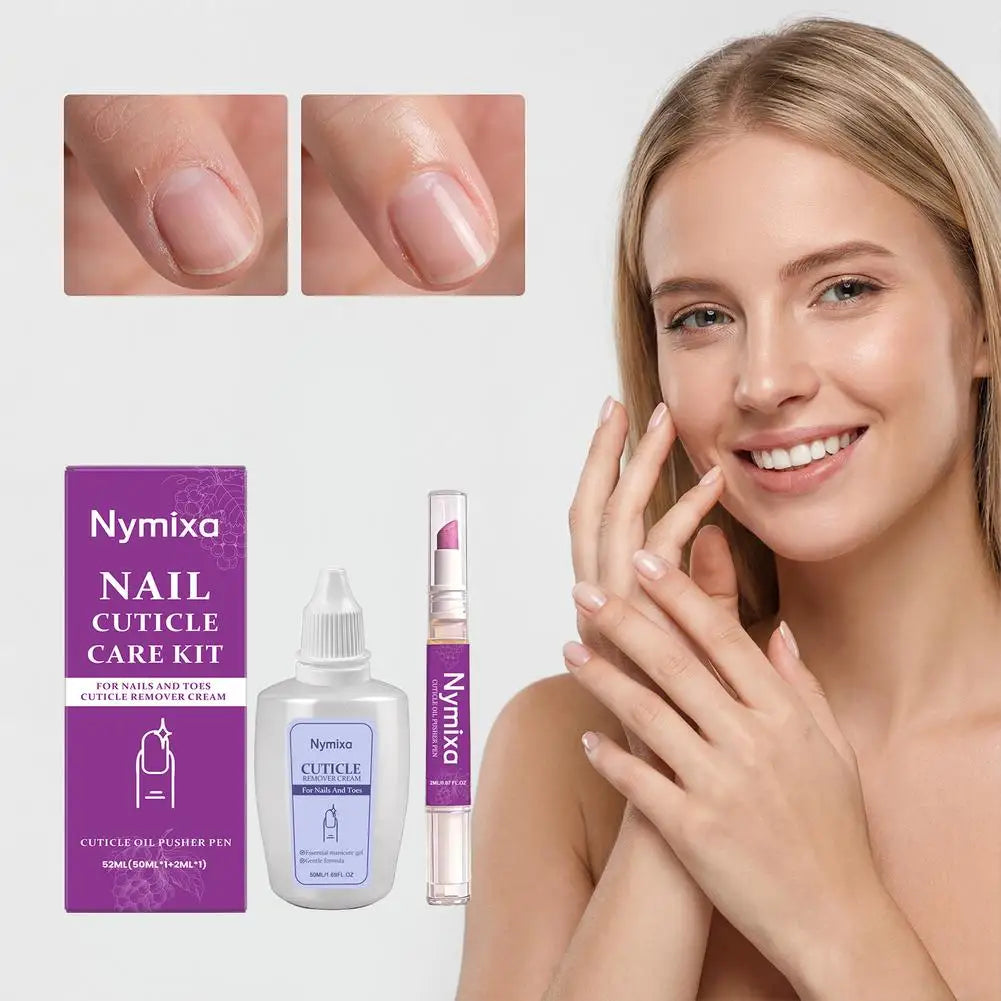 Nail Cuticle Care Kit 50ml Remover Cream 2ml Oil Pen Salon Quality Manicure Set Fingernails Toenails Healthy Grooming Portable
