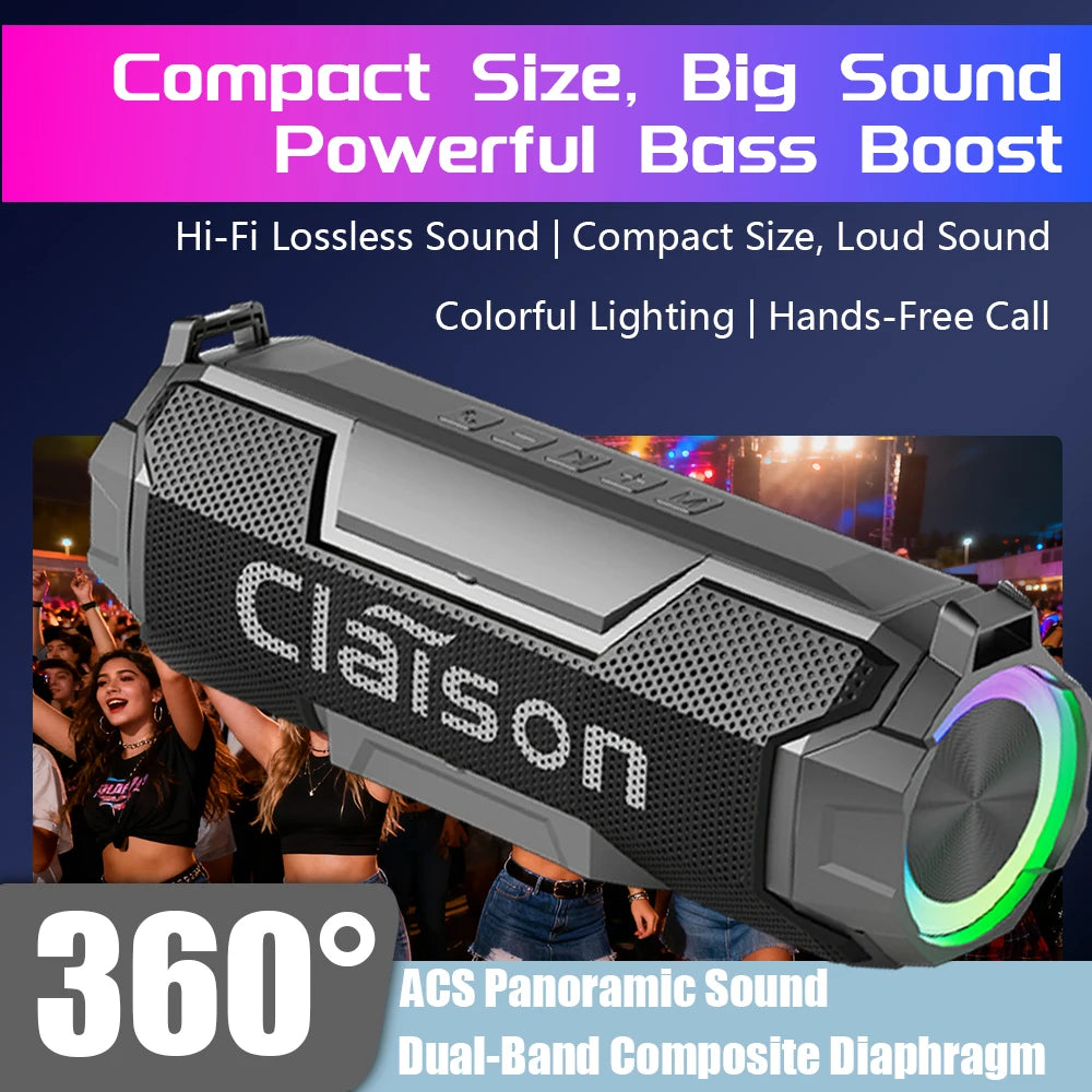 CLAISON Bluetooth 5.3 Speaker | Hi-Fi Deep Bass Waterproof & Long Battery Portable Outdoor Speaker