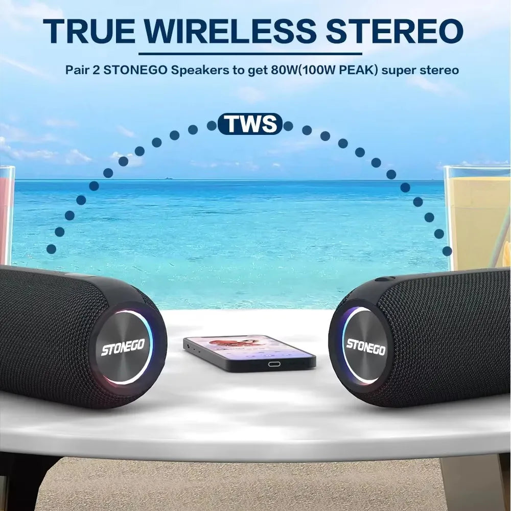 Wireless Bluetooth Speakers Portable Punk Style Dual Speakers Transparent LED TWS Bass Diaphragm Sound