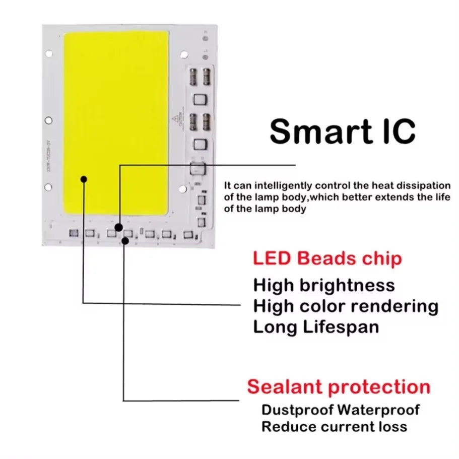 LED COB Chip 50W 100W 150W 200W 200-240V Smart IC No Need Driver LED Lamp Light Source For Flood Light Spotlight DIY Lighting
