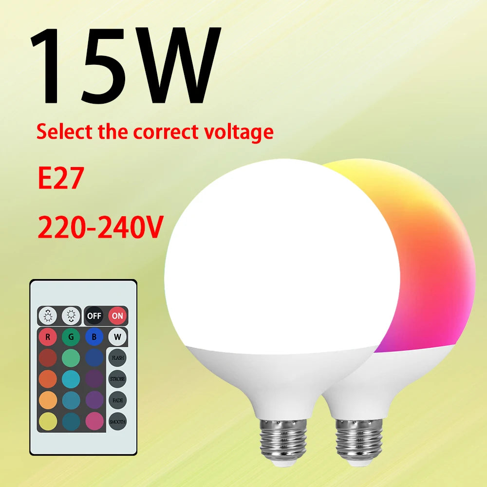 Smart RGBW LED Bulb Spotlight E27  B22  with Infrared Remote Control Suitable for Colorful Home Lighting