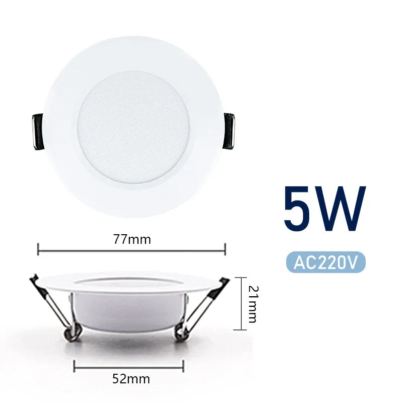 LED Downlight 3W 5W 7W 9W 12W 15W Ceiling Lamp AC 220V Recessed Led Down Light Round Panel Light Spotlight Indoor Lighting