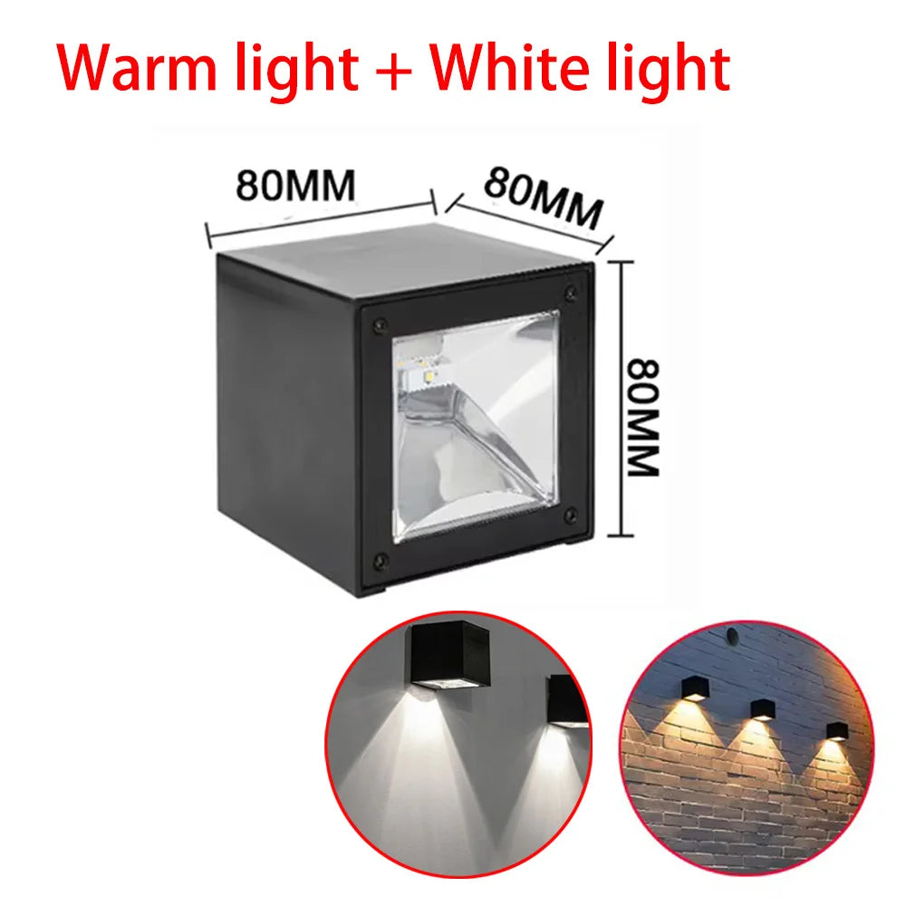 Outdoor Solar Wall Lights Square Solar Wireless Wall Sconces Lights IP65 Waterproof Decorative for Garden Yard Patio Fence Decor