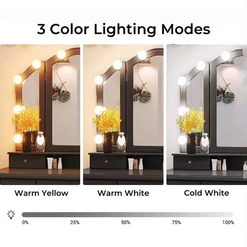 LED Light Makeup Mirror Bulbs Vanity Lights USB 5V Bathroom Dressing Table Lighting Dimmable LED Vanity Light For Mirror Light