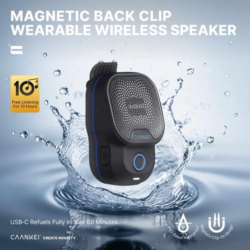 Wearable Bluetooth Speaker IPX7 Waterproof Portable Speakers Outdoor Sport Clip-On Microphone Speaker Calls/Music Mini Sound Box