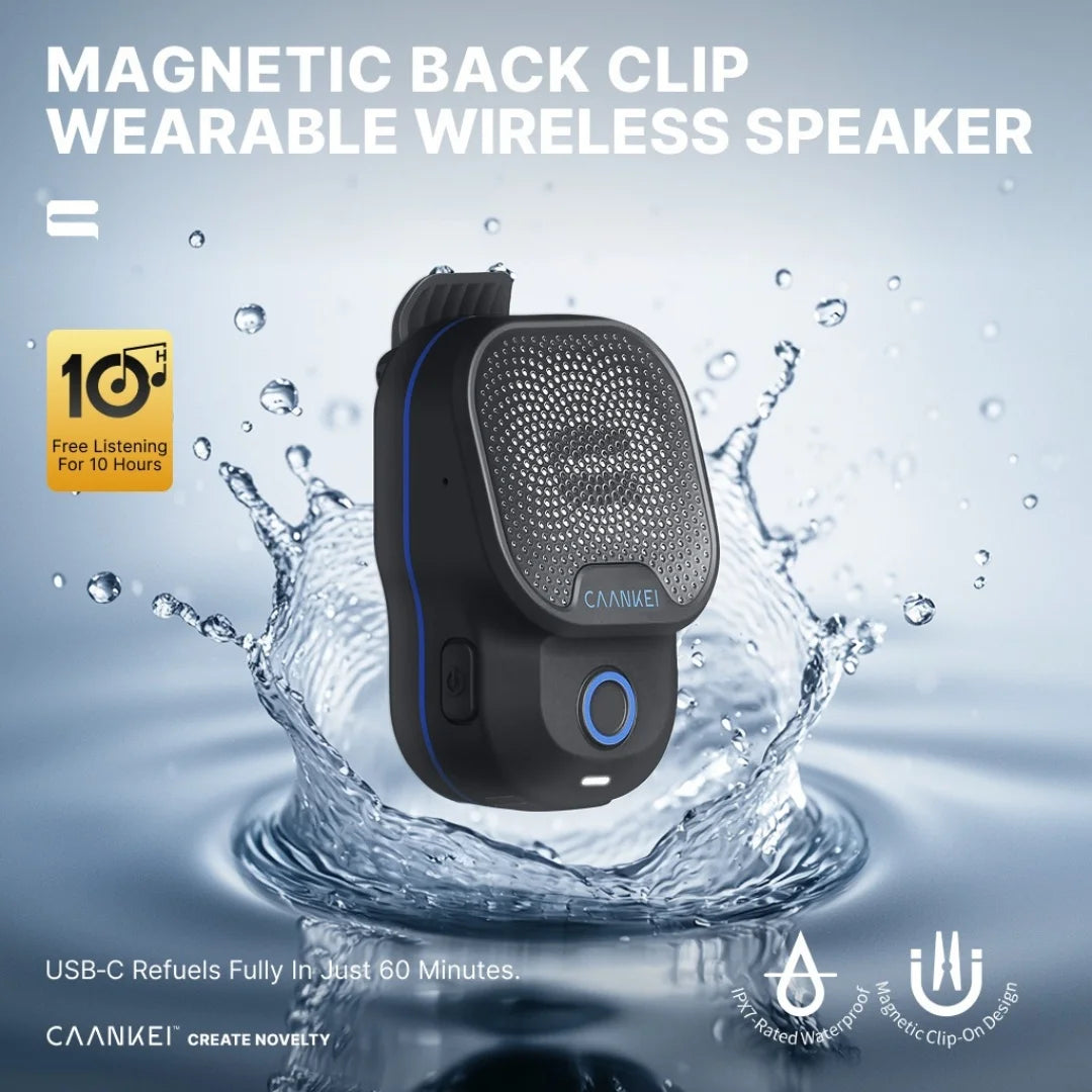 Wearable Bluetooth Speaker IPX7 Waterproof Portable Speakers Outdoor Sport Clip-On Microphone Speaker Calls/Music Mini Sound Box