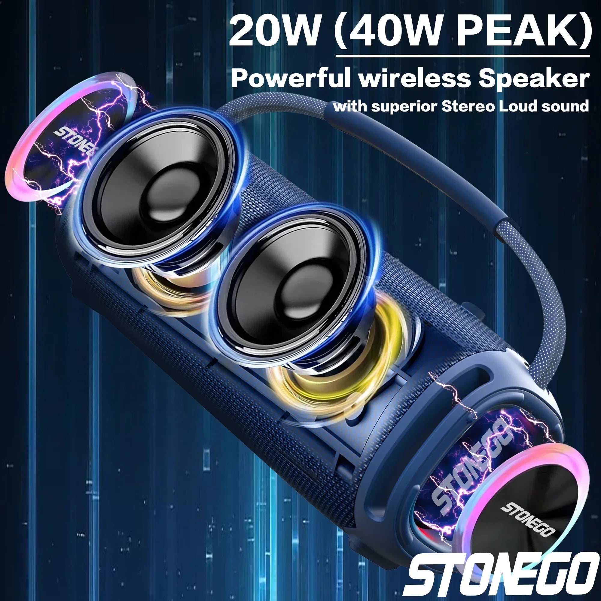 Portable Bluetooth 5.3 Speaker RGB Lantern Waterproof Outdoor IPX6 High Power Audio Subwoofer