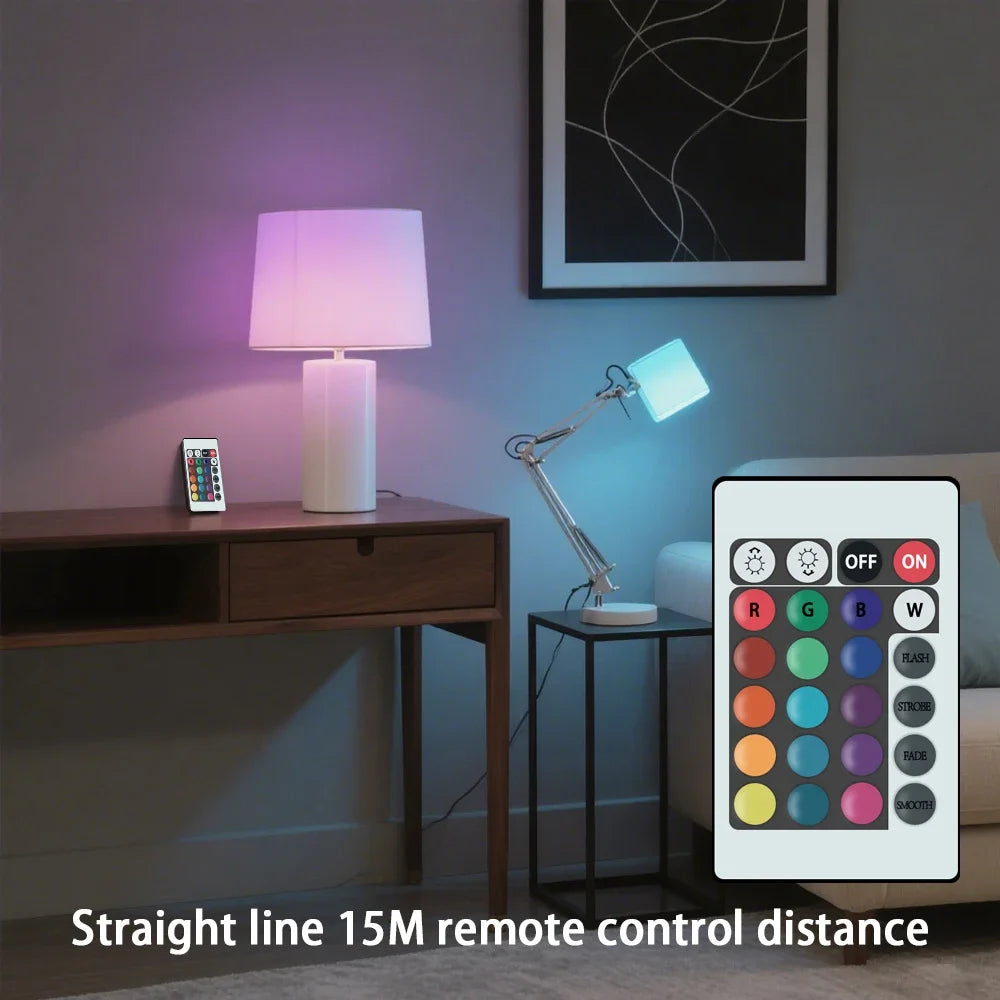 Smart RGBW LED Bulb Spotlight E27  B22  with Infrared Remote Control Suitable for Colorful Home Lighting