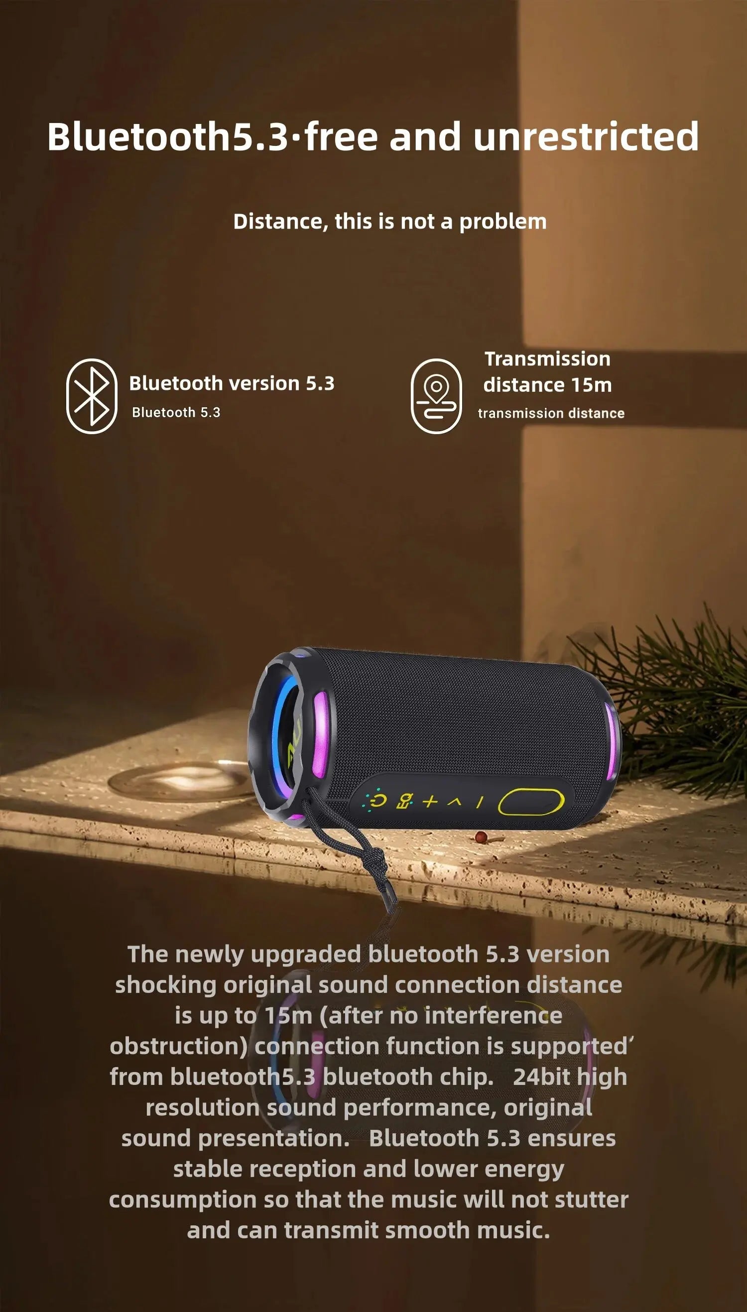[Upgraded]Portable Bluetooth Speaker, 50W Loud Stereo Sound, IPX7 Waterproof, 10H Playtime, RGB Lights,Perfect for Party/Outdoor
