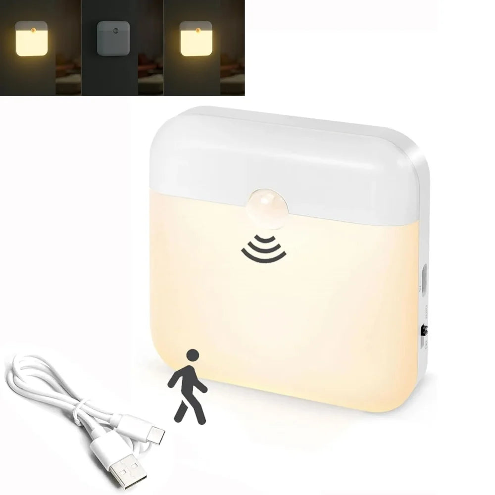 Motion Sensor Led Light Usb Charging Square Lamp for Bedroom Kitchen Stair Hallway Wardrobe Cupboard Lighting