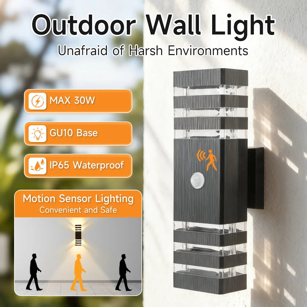 Smart Outdoor Wall Light Waterproof LED Wall Lamps Motion Sensing Porch Lights Exterior Sconce Lamps For Balcony Garden Backyard