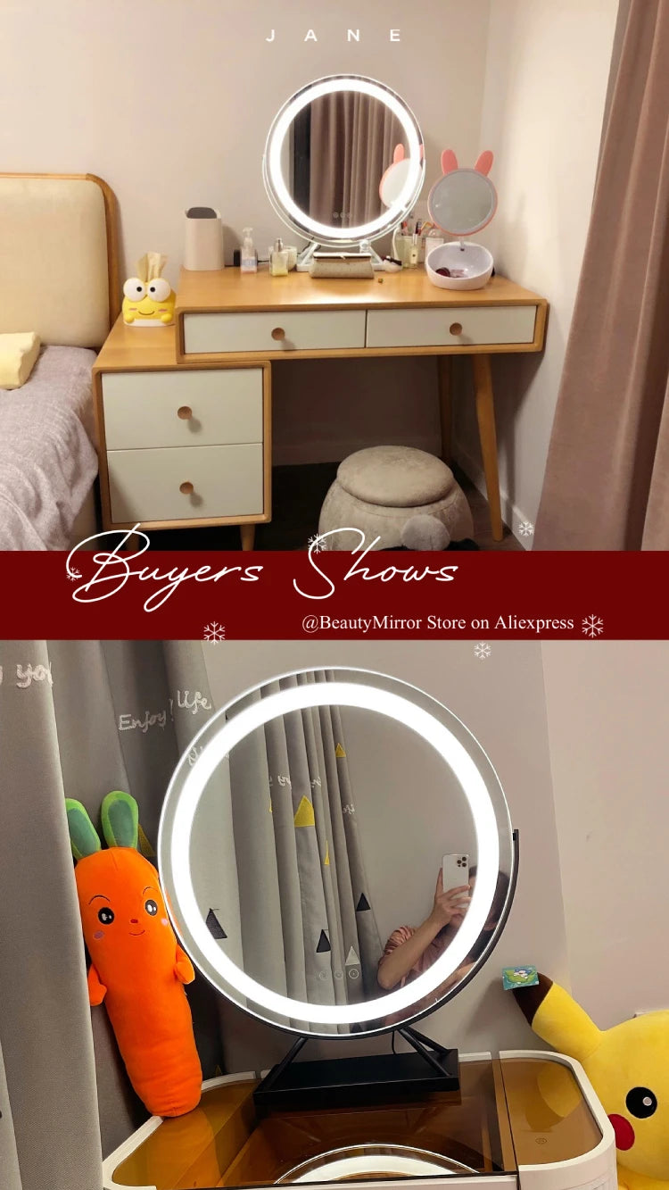 Lighted Vanity Makeup Mirror with Lights 3 Color Lighting Modes with 15X Magnification Mirror Smart Touch Control 360°Rotation