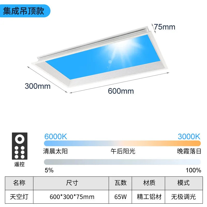 Modern Smart Integrated LED Ceiling Light Sky Blue Clouds Effect Daylight Simulation for Kitchen Home Lighting Room Decor