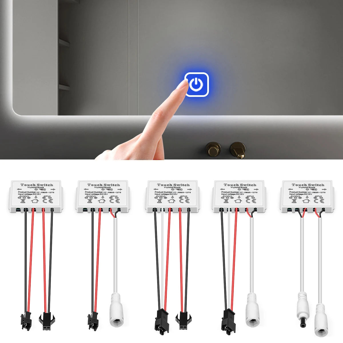 Bathroom Mirror LED Strip Light LED Switch Touch Sensor 12v LED Dimmer Switch LED Controller For Bedroom Mirrors Interior Decor
