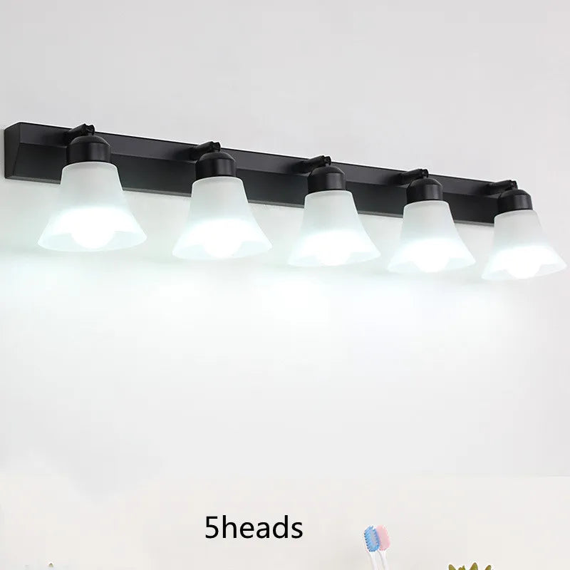 Modern Wall Mirror Light for Bathroom Dressing Room 3/4/5 Lights Silver Wall Lamp Glass Lampshade E27 Indoor Decoration Lighting