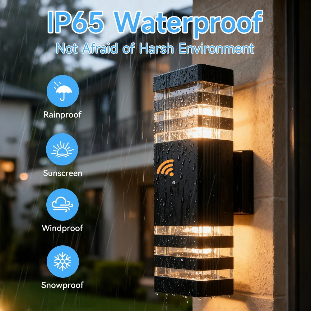 Smart Outdoor Wall Light Waterproof LED Wall Lamps Motion Sensing Porch Lights Exterior Sconce Lamps For Balcony Garden Backyard